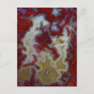 Carte Postale Gros plan sur une dalle d'agate mousse rouge