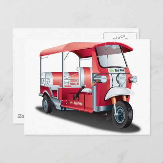 Carte Postale Gros Tuk-Tuk Rouge ! (Devant / Derrière)