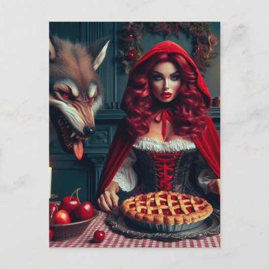 Carte Postale Grosse Petite Grande Mauvaise Loup Rouge (Devant)