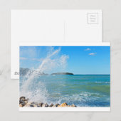 Carte Postale Grosse vague sur la mer bleue (Devant / Derrière)