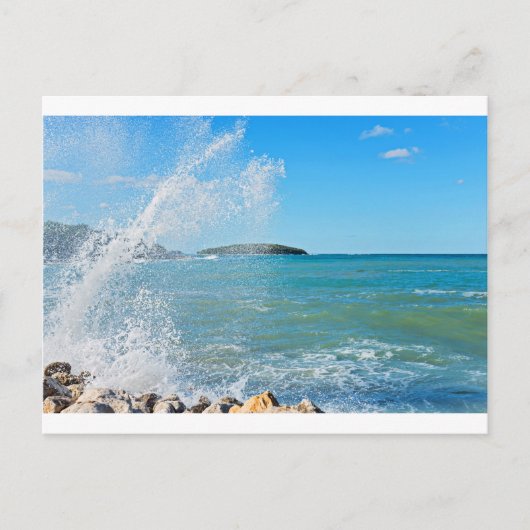 Carte Postale Grosse vague sur la mer bleue (Devant)