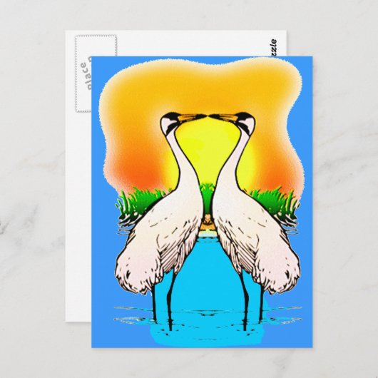 Carte Postale Grosses grues amoureuses (Devant / Derrière)