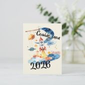 Carte Postale Grossesse annoncée 2026 Fusée Espace (Debout devant)