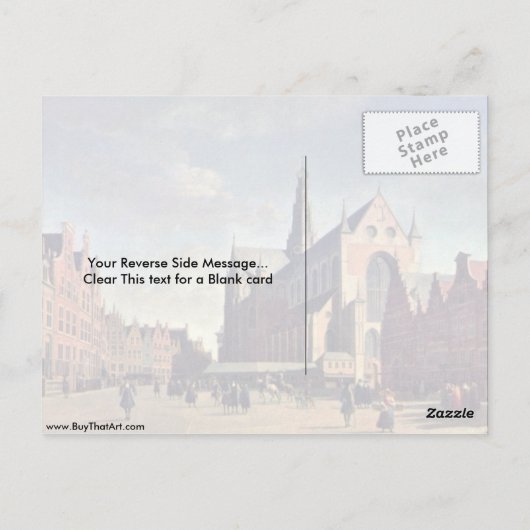 Carte Postale Grote Markt À Haarlem Par Gerrit Berckheyde (Dos)