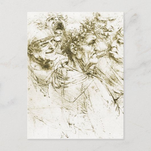 Carte Postale Grotesque Heads Leonardo da Vinci Date : vers 149 (Devant)