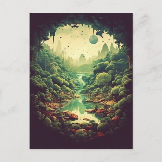 Carte Postale Grotte de forêt mystique (Devant)