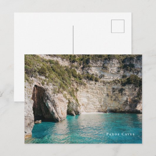 Carte Postale Grottes de Paxos Grèce Côtière (Devant / Derrière)