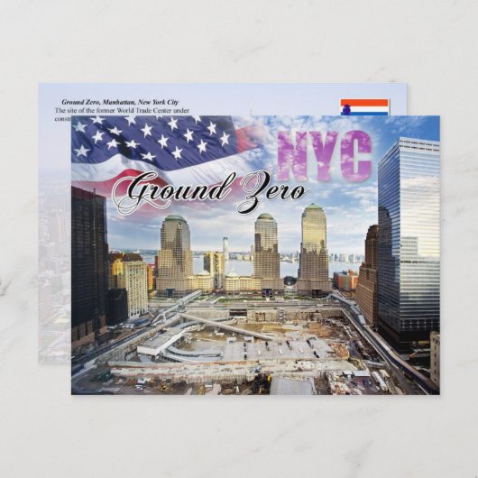 Carte Postale Ground Zero, Manhattan, New York (Devant / Derrière)