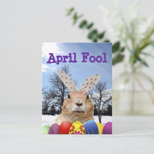 Carte Postale Groundhog April Fool Day (Debout devant)