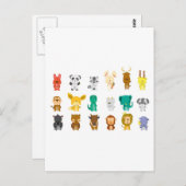 Carte Postale Groupe animal mignon (Devant / Derrière)