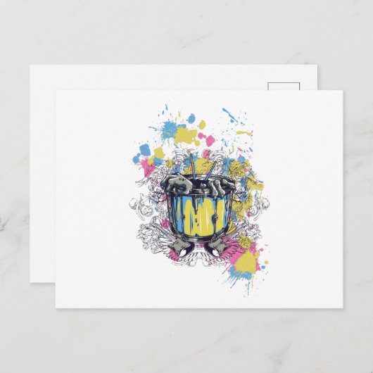 Carte Postale groupe, batterie, basse, musicien, jazz, drummer d (Devant / Derrière)