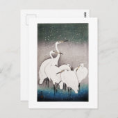 Carte Postale Groupe d'aigrettes - japonais traditionnel (Devant / Derrière)