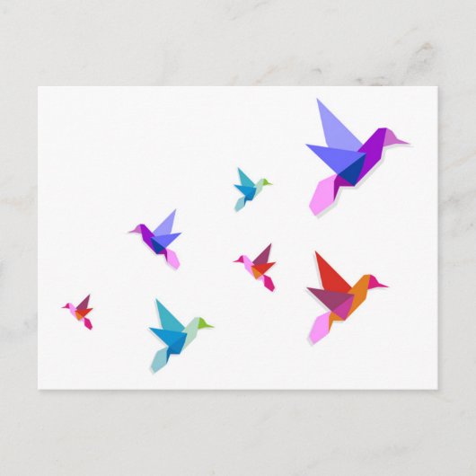 Carte Postale Groupe de colibris Origami (Devant)