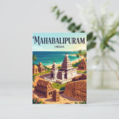 Carte Postale Groupe de monuments à Mahabalipuram en Inde (Debout devant)