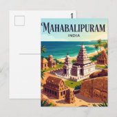Carte Postale Groupe de monuments à Mahabalipuram en Inde (Devant / Derrière)