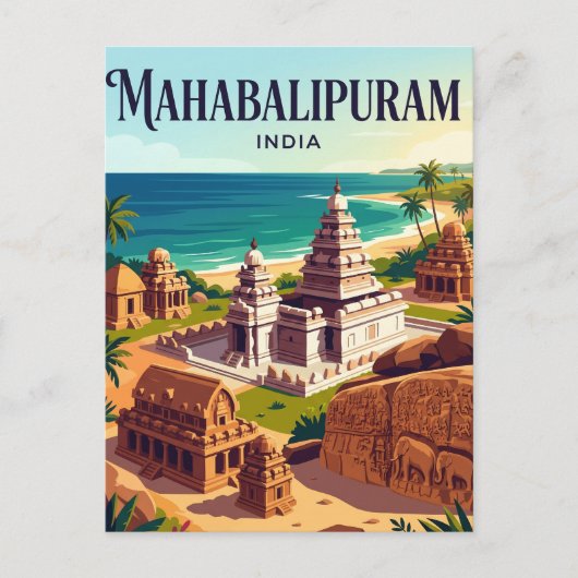 Carte Postale Groupe de monuments à Mahabalipuram en Inde (Devant)