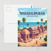 Carte Postale Groupe de monuments de Mahabalipuram en Inde (Devant / Derrière)