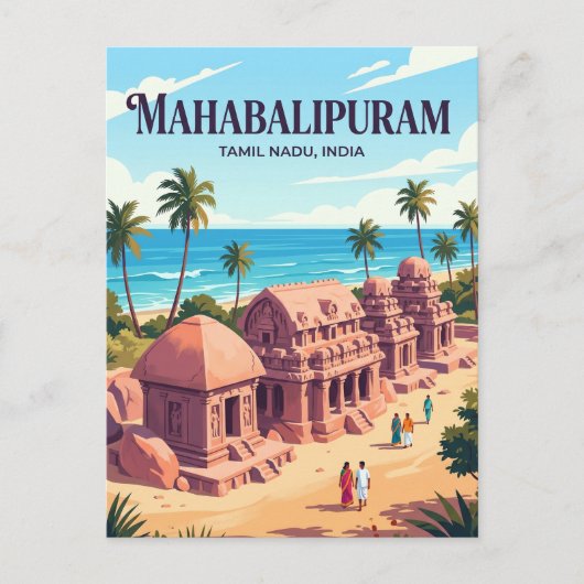 Carte Postale Groupe de monuments de Mahabalipuram en Inde (Devant)