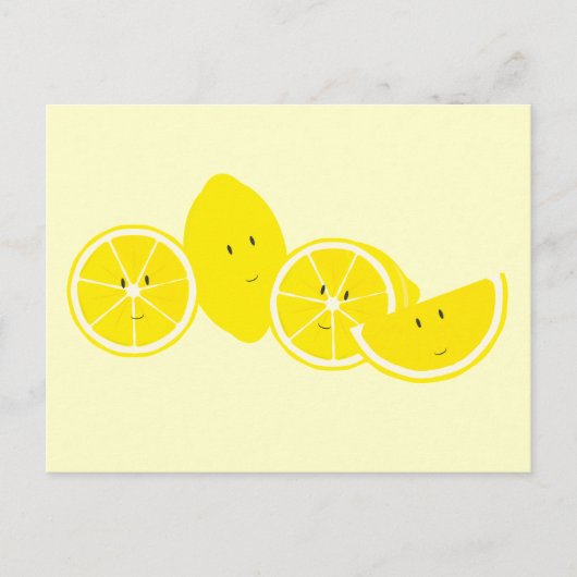 Carte Postale Groupe de personnages citron souriants (Devant)