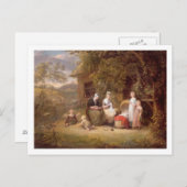 Carte Postale Groupe familial devant un chalet à chaume (huile s (Devant / Derrière)