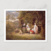 Carte Postale Groupe familial devant un chalet à chaume (huile s (Devant)