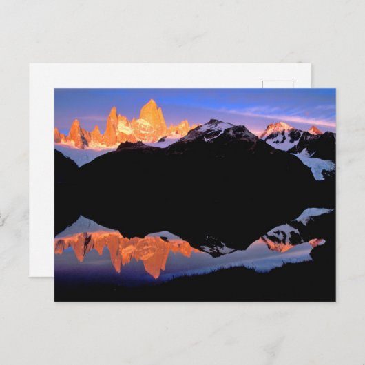 Carte Postale Groupe Fitz Roy reflété dans les lacs glaciaires (Devant / Derrière)