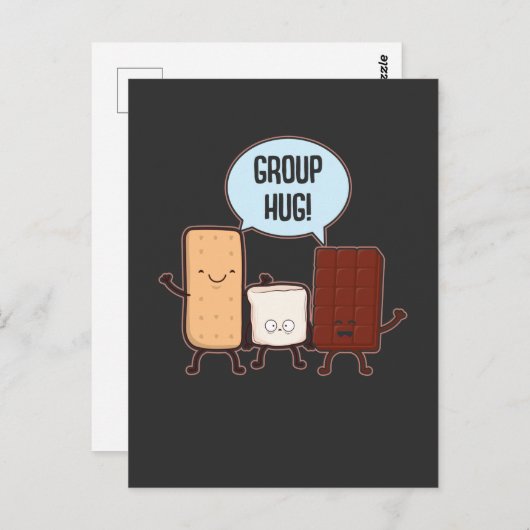 Carte Postale Groupe Hug Chocolat Marshmallow Camping S'mores (Devant / Derrière)