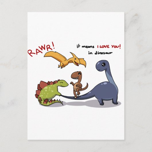 Carte Postale Groupe mignon de Dinosaures Rawr Means Nous vous a (Devant)