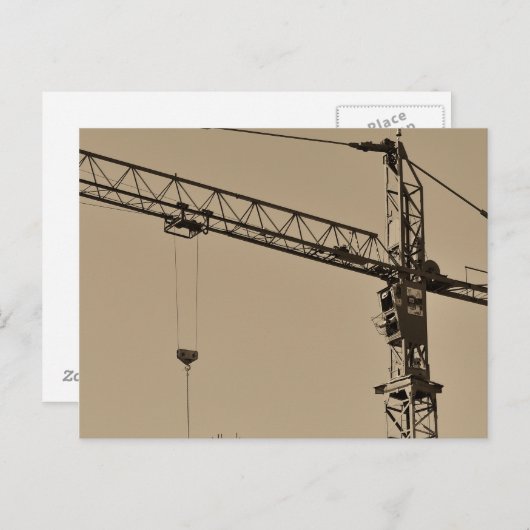 Carte Postale Grue de construction Sepia (Devant / Derrière)