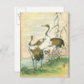Carte Postale Grues orientales au bord de l'eau (Devant / Derrière)