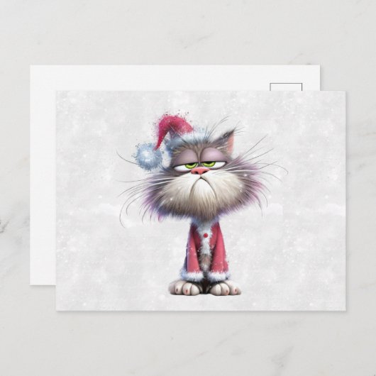 Carte Postale Grumpy Christmas Kitten (Devant / Derrière)