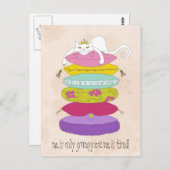 Carte Postale Grumpy princess cat et les dessins animés de pois (Devant / Derrière)