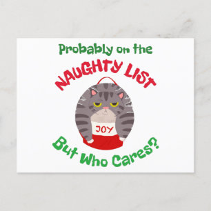Carte Postale Grumpy Sarcastique chat de Noël Probablement sur l