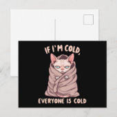 Carte Postale Grumpy Sphynx Cat Cold Humor Illustration (Devant / Derrière)