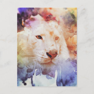 Carte Postale Grunge blanc de tigre