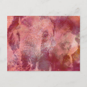 Carte Postale Grunge d'éléphant rose