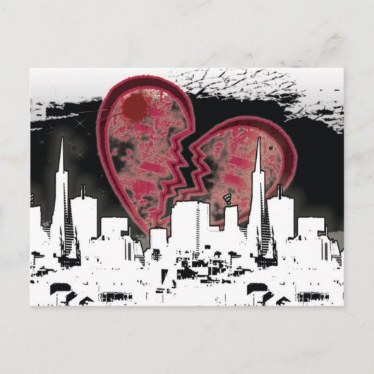 Carte postale grunge d'une ville brisée (Devant)