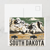 Carte Postale Grunge en détresse Dakota du Sud (Devant / Derrière)