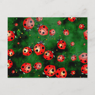 Carte Postale Grunge Ladybugs