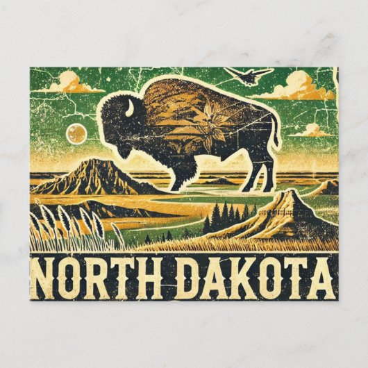 Carte Postale Grunge North Dakota (Devant)