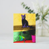Carte Postale Grunge Pop Art Cat sur Fish Tank (Debout devant)
