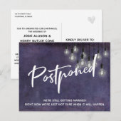 Carte Postale Grunge Purple Edison Lumières Mariage reporté (Devant / Derrière)