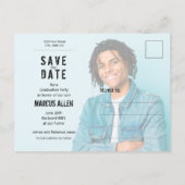 Carte Postale Grunge Script Photo Graduation Enregistrer la date (Dos)