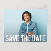 Carte Postale Grunge Script Photo Graduation Enregistrer la date (Devant)