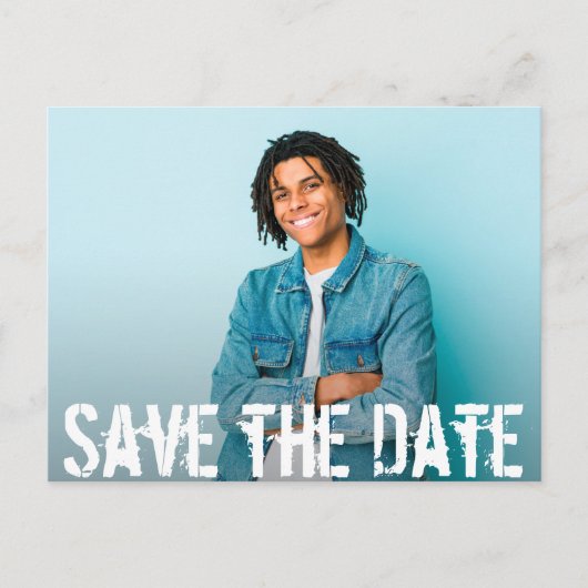 Carte Postale Grunge Script Photo Graduation Enregistrer la date (Devant)