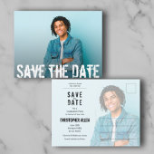 Carte Postale Grunge Script Photo Graduation Enregistrer la date