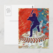 Carte Postale Grunge Style Baseball Design (Devant / Derrière)