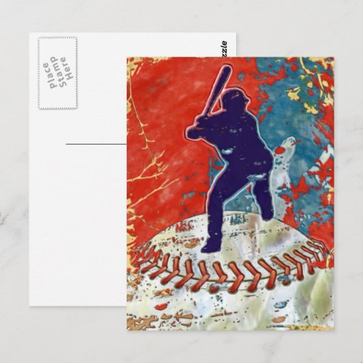 Carte Postale Grunge Style Baseball Design (Devant / Derrière)