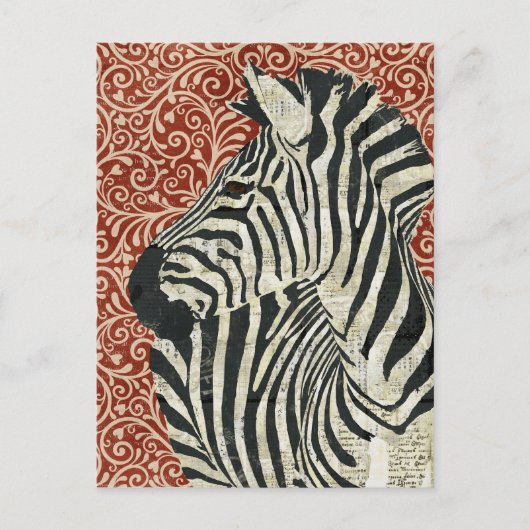 Carte postale Grunge Zebra Damask (Devant)