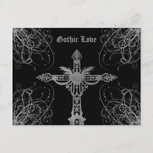 Carte Postale Grungy gris croix Gothique Amour